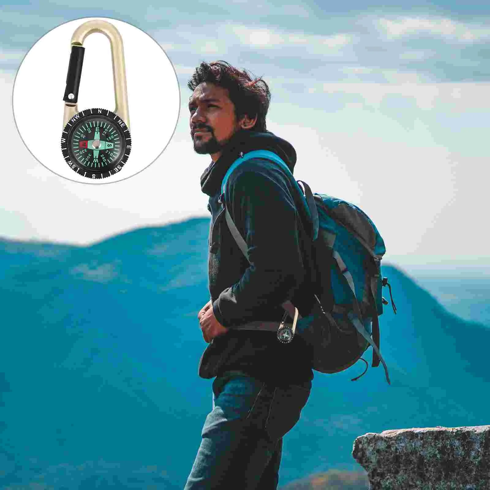 

2 Pcs Carabiner Mountaineering Watch Backpacker Compass Clock Outdoor Supply Keychain Clip Pocket