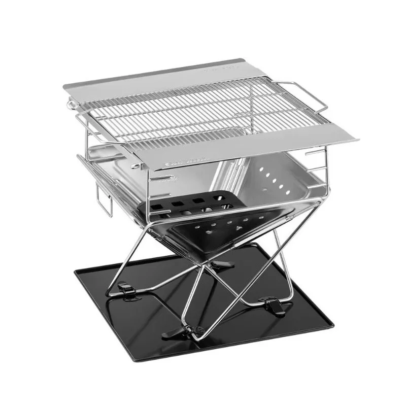 Stainless steel outdoor woodland backyard garden camping portable folding stove charcoal barbecue grill