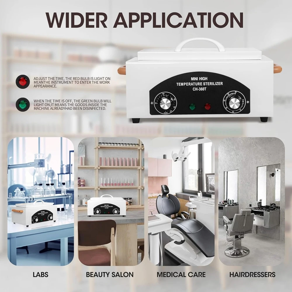 300Wネイルツール高温洗浄ボックス1.5Lタイマー付き乾熱滅菌器、雑貨美容ヘアメタルツール用ハンドル付き