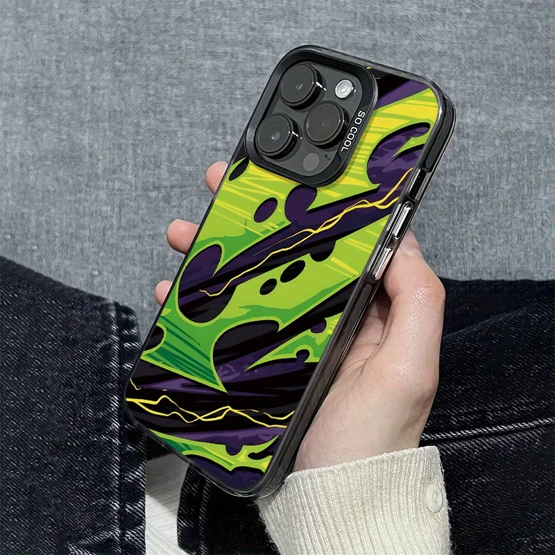 

Green simple and fashionable graffiti phone case suitable for iPhone 16 15 14 13 12 11 Pro/ Max/Plus shock-proof back cover