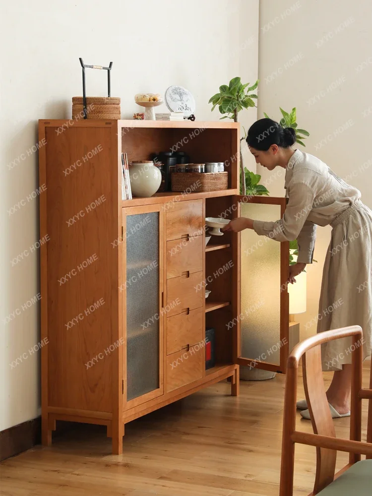 Black Walnut Solid Wood Simplicity Sideboard Wine Cabinet Tea    Storage  Locker