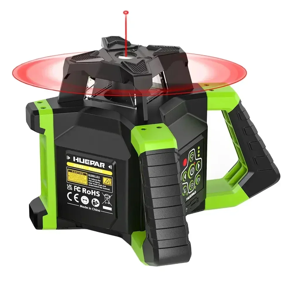 

2026 Huepar RL300HR 360 Horizontal Red Interior/Exterior Rotating Beam Electronic Self-Leveling Rotary Laer Level Kit