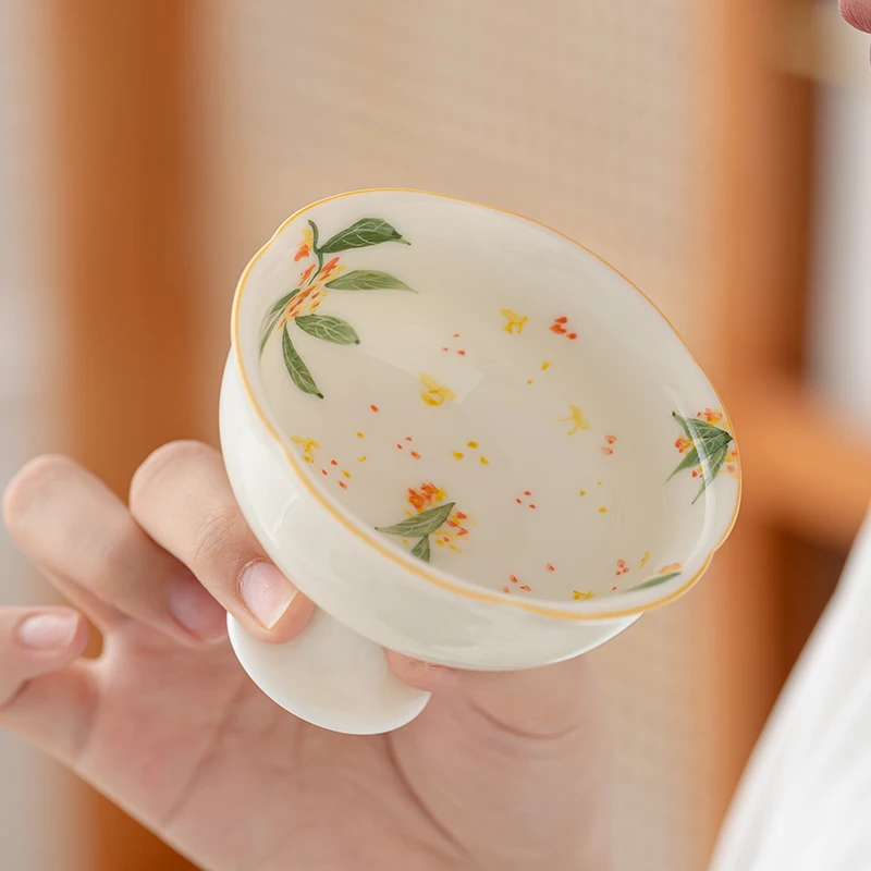 

1 Pc Chinese Hand Painted Flower Pattern Ceramic Tea Cup Tradition Handmade Teacup Household Tea Bowl Tea Set Accessories 80ml