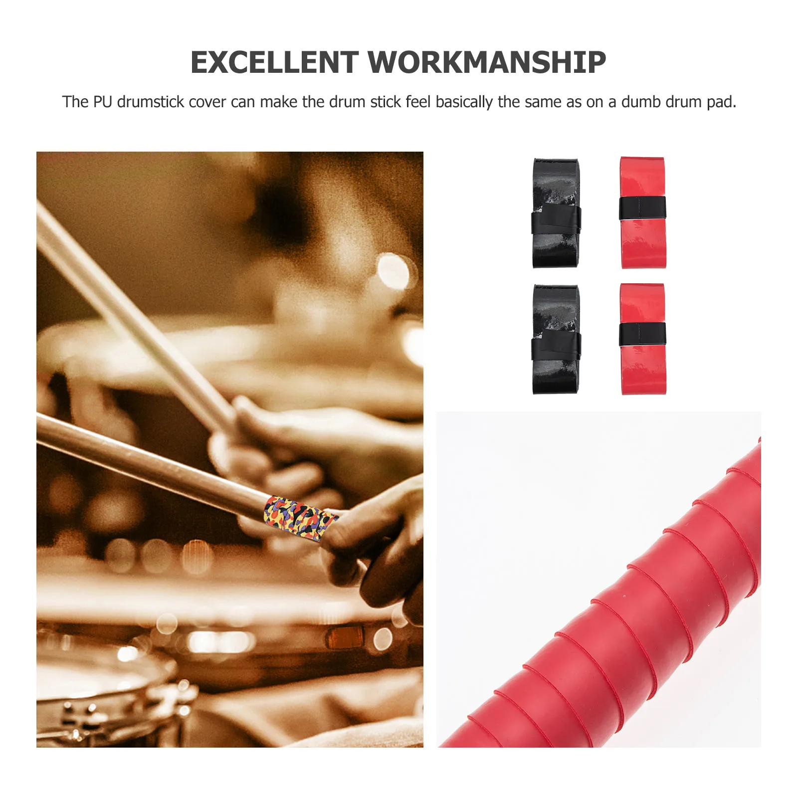 

4 Pcs Drum Stick Non-slip Sleeve Grips Anti Drumstick Wrap Covers Percussion Accessories
