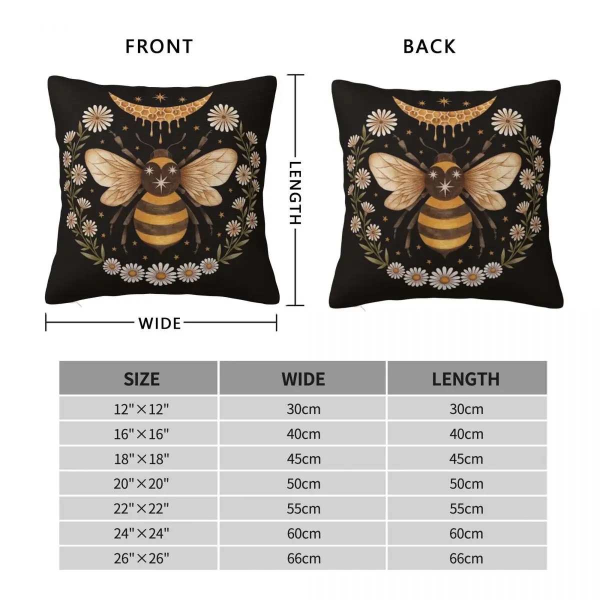 Bee Collecting Honey Moon Ritual Square Pillowcase Polyester Linen Velvet Creative Zip Decor Throw Pillow Case Car Cushion Case