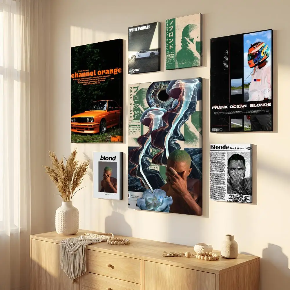 F-Frank Singer O-Ocean Cuadro de pared enmarcado, arte de pared en lienzo enmarcado, decoración de pared impermeable para sala de estar y dormitorio