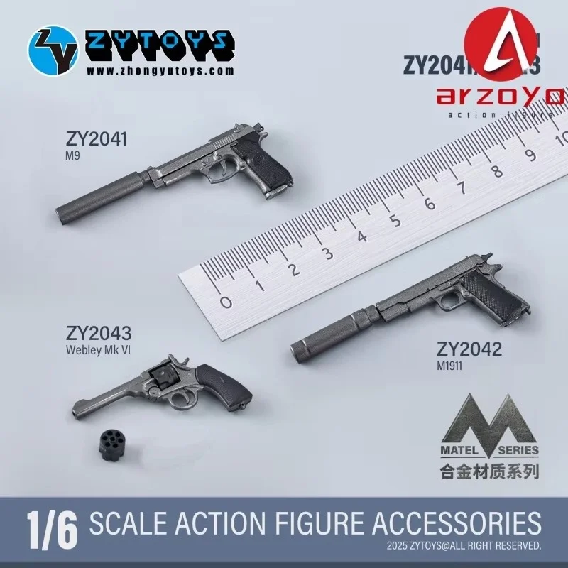 ZYTOYS ZY2041 1/6 Soldat Legierung Handheld Modell M9 M1911 Webley Mk VI Gun Modell Zubehör Fit 12'' Soldat Action Figur