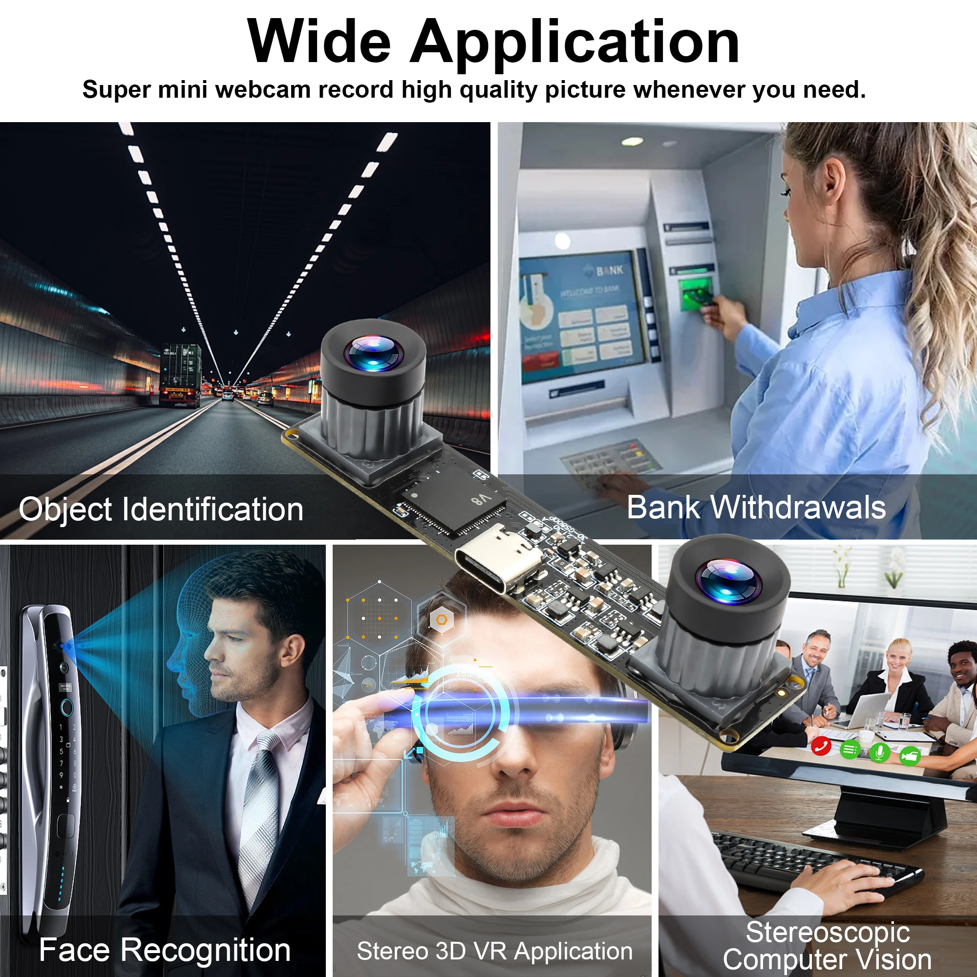 ELP 1200P 3D Stereo Dual Lens Webcam Global Shutter USB Camera Module for Computer High Speed 120fps Industrial Embedded Camera