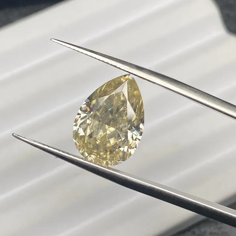 Rupostal-Pierre précieuse de moissanite formage jaune originale, belle, bijoux fins, exécutif avec certificat, réussite, testeur de diamant