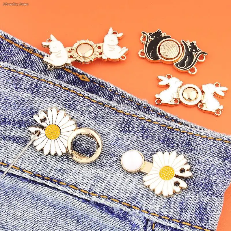 Jeans Waist Buckle Waist Closing Tighten Waist Button Detachable Metal Pins Adjustable Waist Clip Waist Ornaments Buttons Skirt