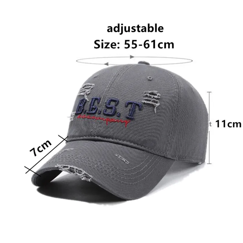 New Women's Hat Washable Cotton Baseball Cap Retro Personality Hole Embroidery Hip Hop Party Hats Camping Fishing Caps For Men