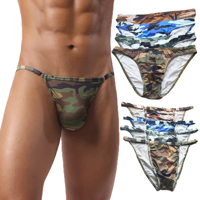 

4 шт./компл., мужские камуфляжные трусы, дышащие трусы-слипы Homme, Ropa Interior Hombre, нижнее белье, стринги для геев, трусы