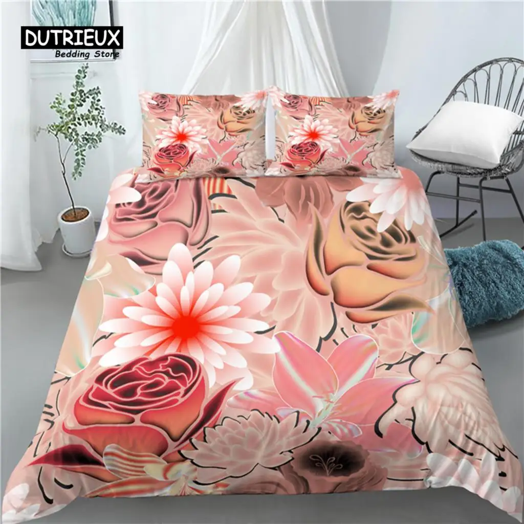 

Home Living Luxury 3D Flower Print 2/3Pcs Comfortable Duvet Cover PillowCase Bedding Sets Queen and King EU/US/AU Size