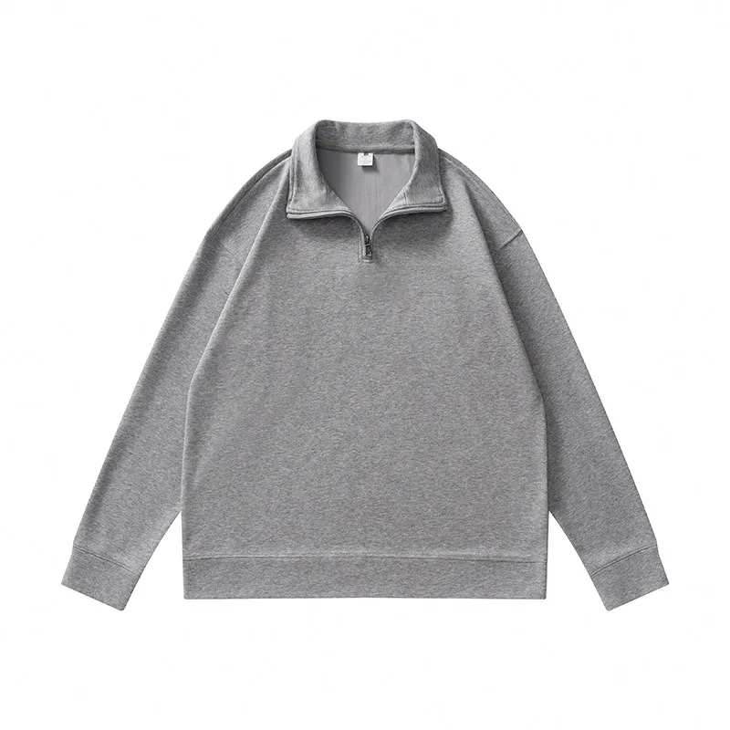 New Men's Stand-up Collar Sweatshirts Autumn Winter Trendy Half-zipper Long-sleeved Business POLO Shirts Stand-up Collar Tops
