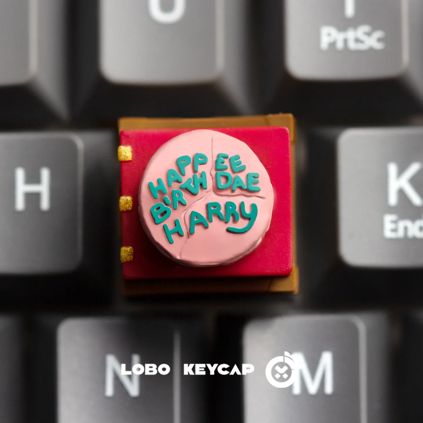Teclado Mecánico Creativo con Diseño de Pastel de Harry, Tecla Esc Giratoria, Material de Resina, Personalizable, Regalo