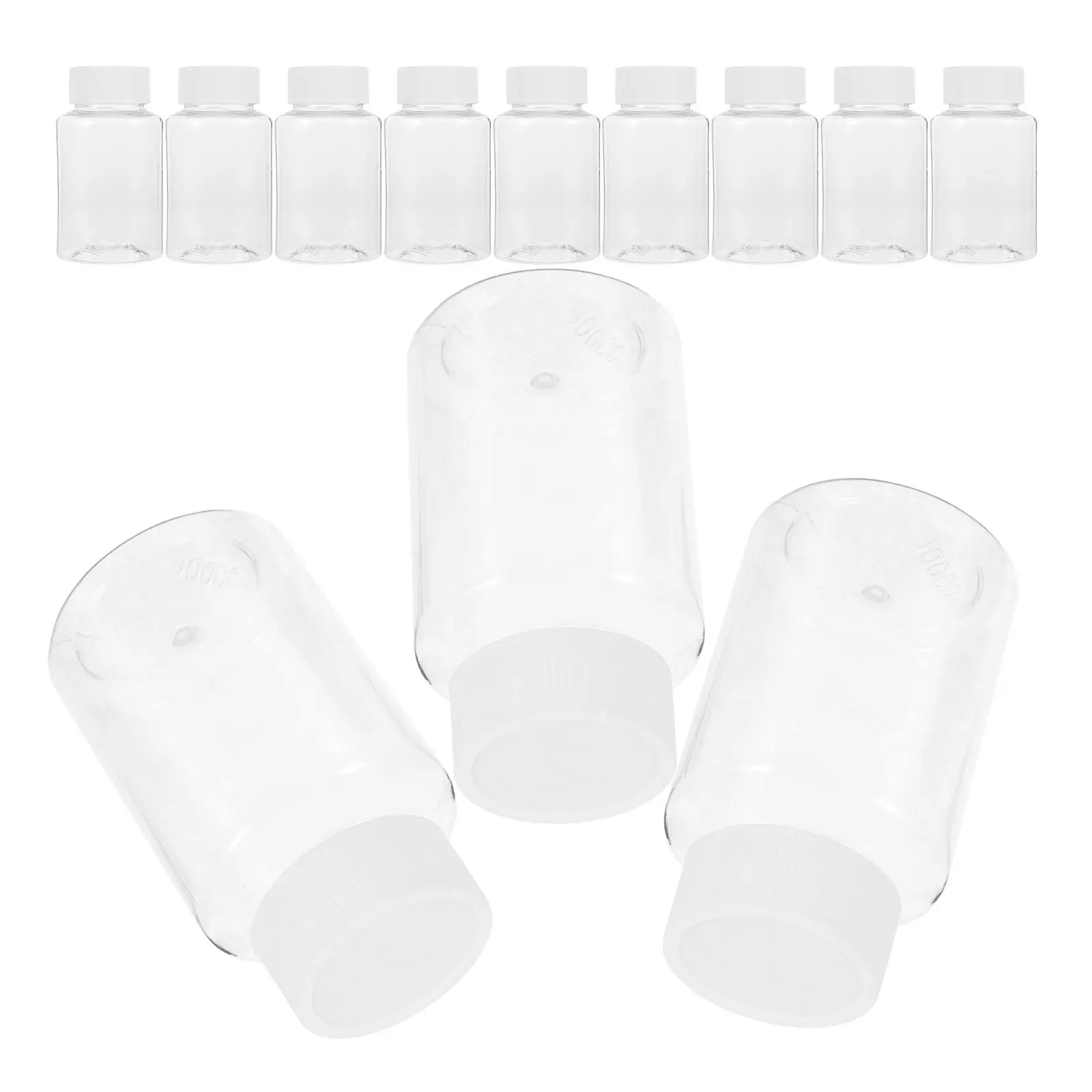 12Pcs Transparent Medicine Bottles Secure Cap for Pills and Small Objects 100ml Medicine Container Bottle Capsules Container