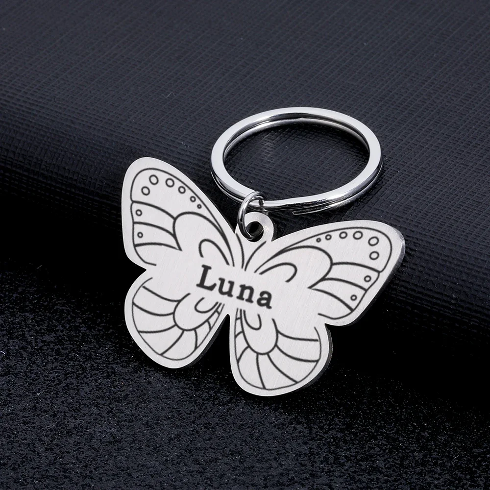 Personalized Dog Collar Tag Color Butterfly Pendant for Dog Medal with Engraving Name Number Customized Kitten Puppy Accessories