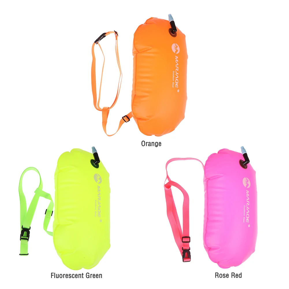 Inflatable Swim Buoy Drybag for Water Sport Swimmers Tow Float Dry Air Bag with Waist Belt Storage Safety Pouch