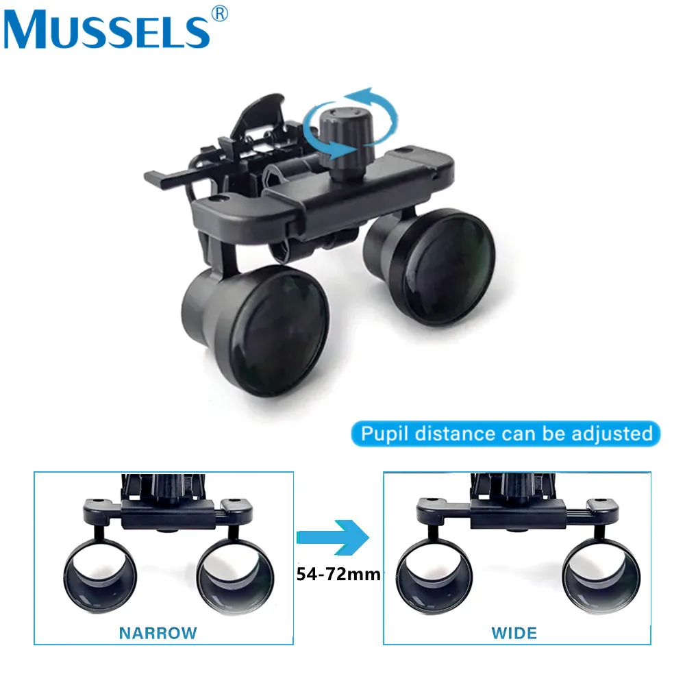 عدسة مكبرة للأسنان 2.5X 3X 3.5X عدسة بصرية مع مشبك عدسة مكبرة قابلة للتعديل مجموعة أدوات جراحة الفم الطبية