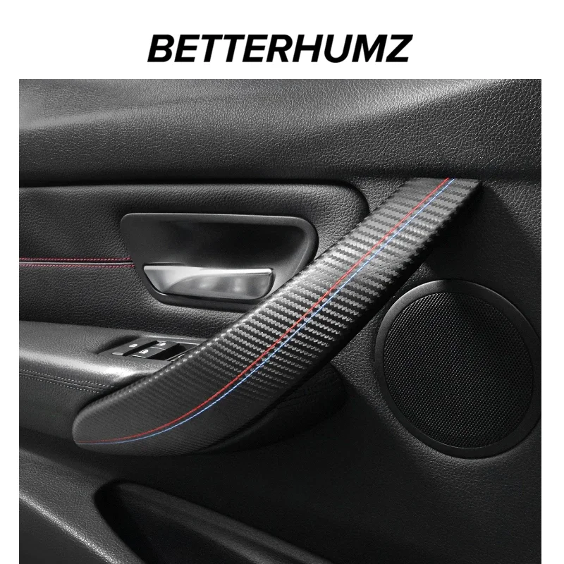 For BMW F30 F32 F34 2013-2019 Made of Alcantara Wrap Interior Trim Door Pull Handle Cover Trim 2pcs Carbon Fiber Car Accessories