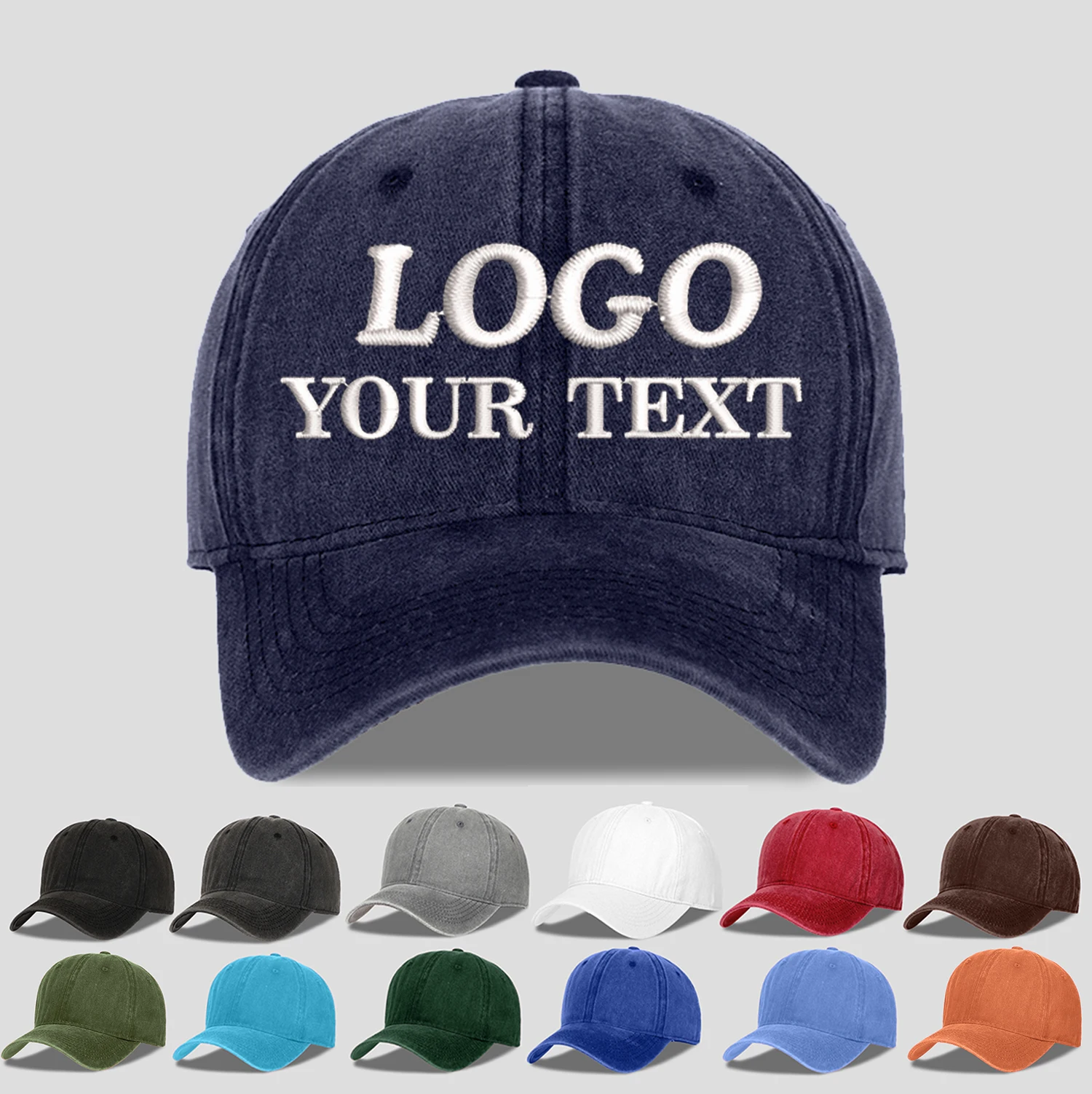 

Custom Logo Solid Color Adjustable Baseball Caps For Men Women Embroidery Print Logo Spring Summer washed Cotton Snapback Cap