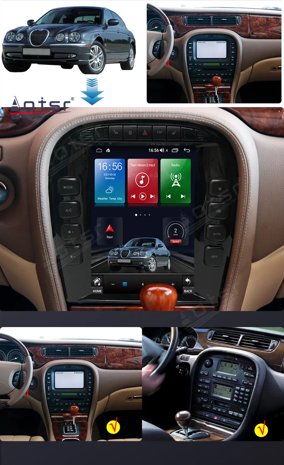 Wireless Apple CarPlay Android 13.0 Auto Car Multimedia For Jaguar S TYPE Radio GPS 4G Car Radio