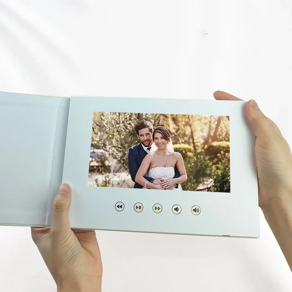 

Linen Bound Video Book MP4 Card Greeting Card 4GB Electronic Photo Album for Proposal Birthday Gift Wedding Invitation Souvenir