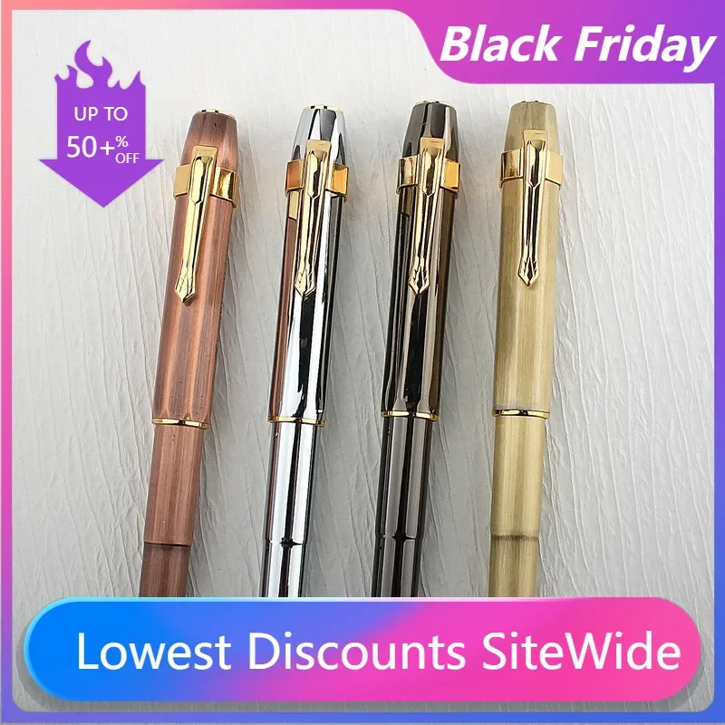 LANBITOU 3062  Alpha Brass Travel Pocket Fountain Pen Fountain Pen Vintage Metal F/M 0.5/0.7/1.0mm Bent Curved Nib Ink Pen Write