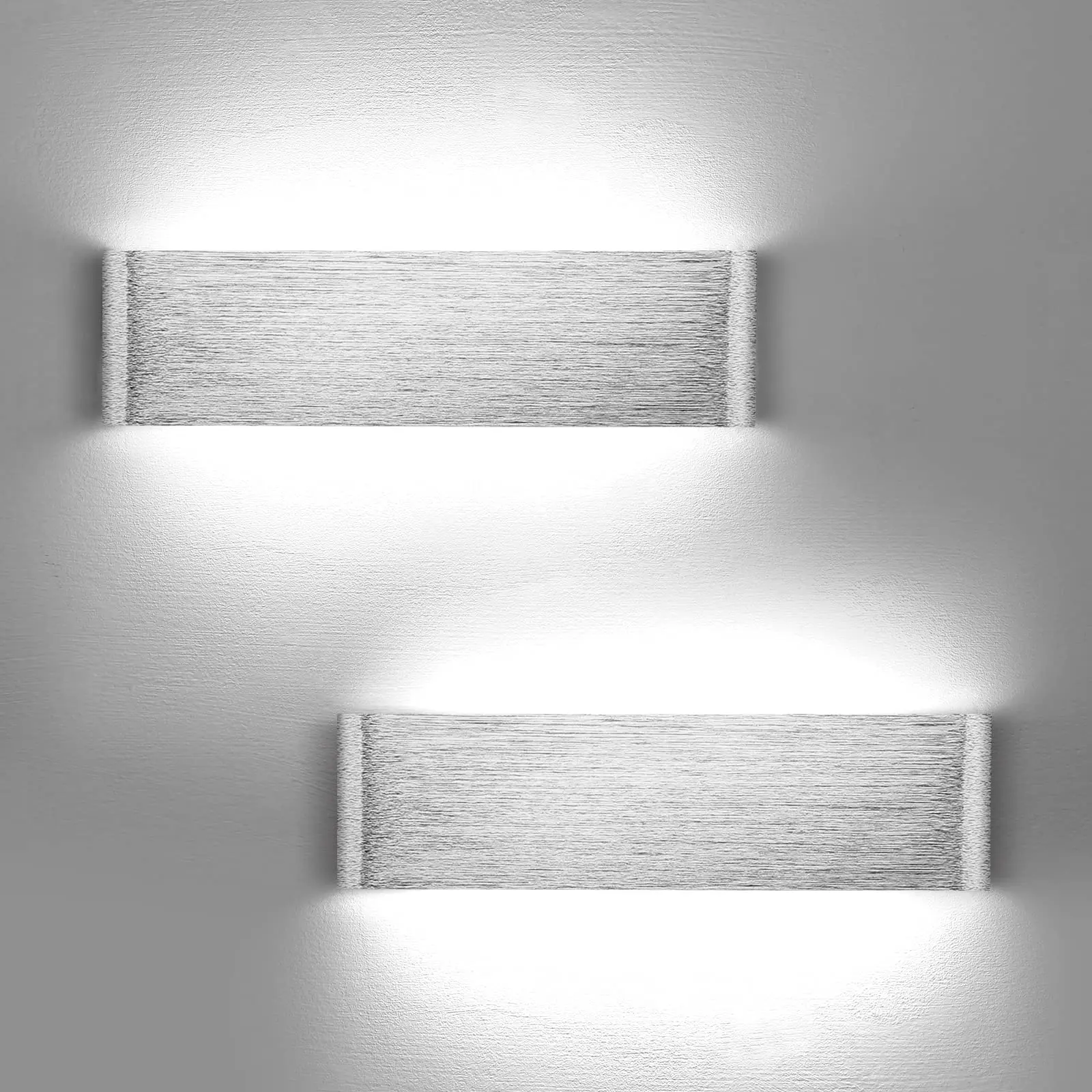 

2 Pack LED Wall Lamp Bedroom, Up Down Wall Light Indoor, Silver Wall Light Sconces for Living Room Hallway Stair Hall Room Decor