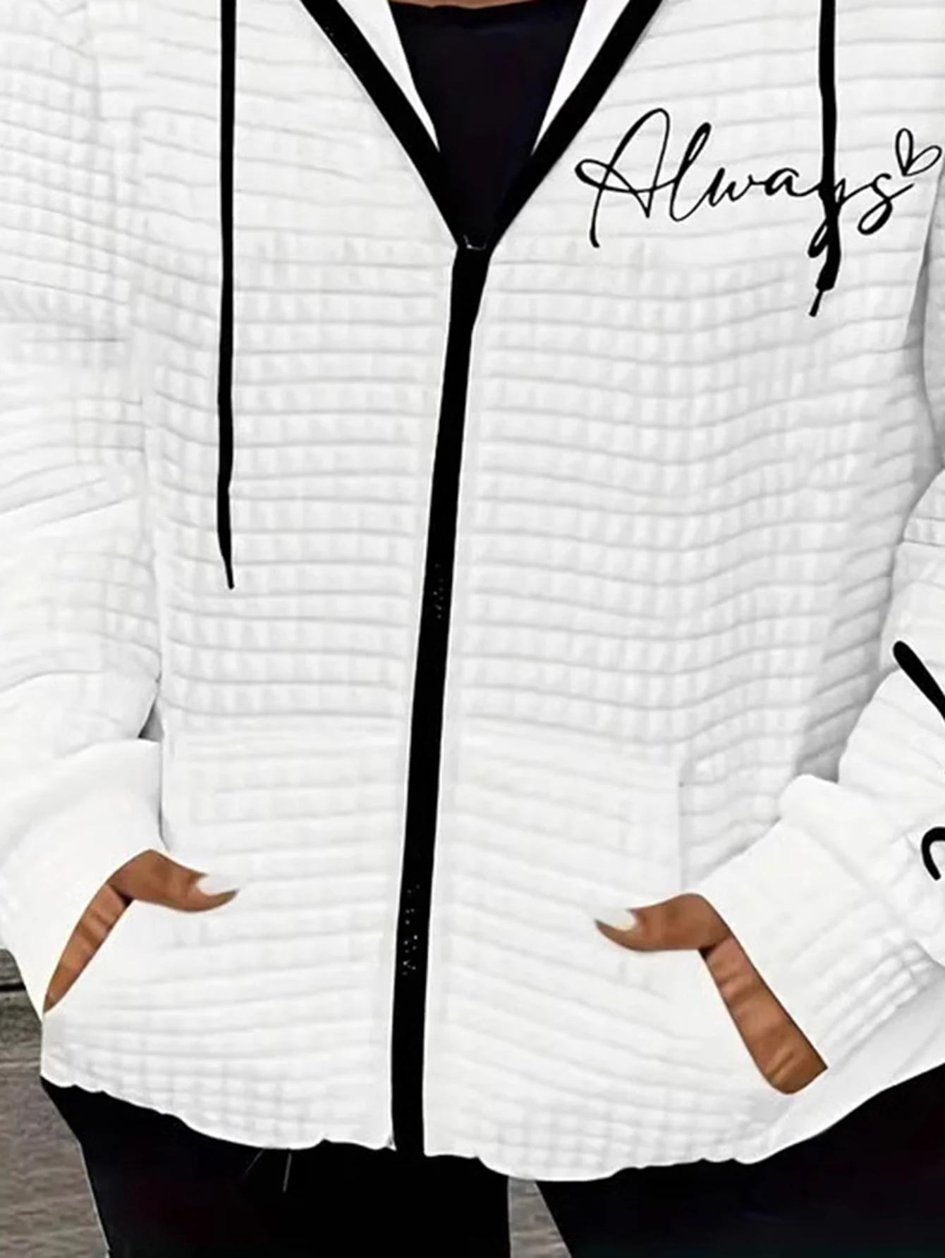 هوديس نسائي بأكمام طويلة موضة خريف وشتاء مريح رياضي مطبوع عليه حروف ملابس يومية كاجوال بقلنسوة #4