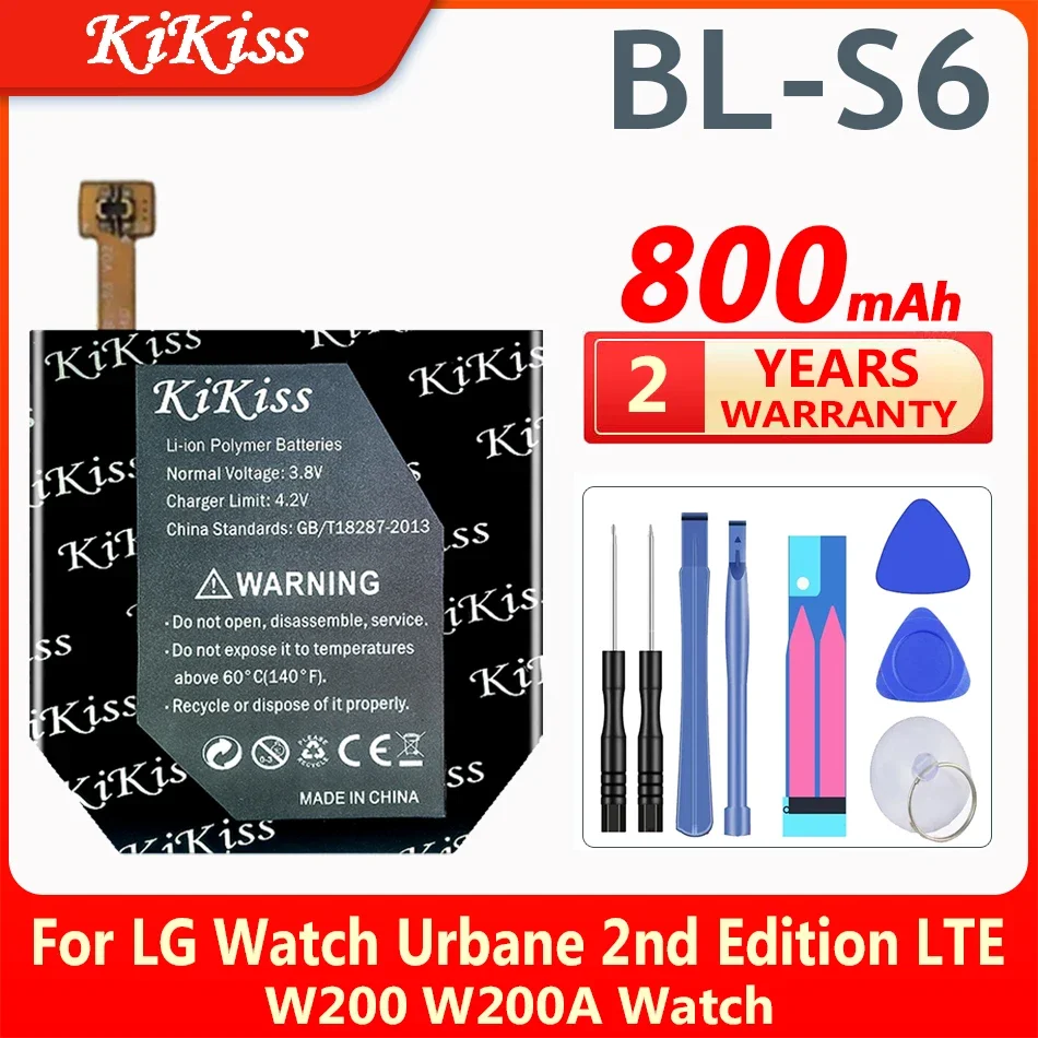 KiKiss 800mAh Replacement Battery BLS6 BL S6 BL-S6 For LG Watch Urbane 2nd Edition LTE W200 W200A Watch