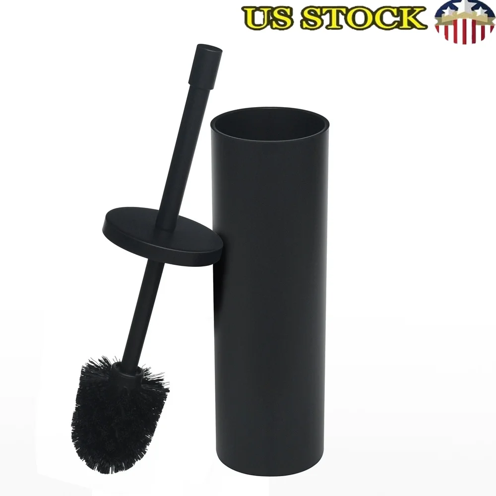 

Металлический держатель для туалетной щетки, матовый черный, элегантный дизайн, прочная сталь, отдельно стоящая, легко чистящаяся пластиковая щетина, современная ванная комната