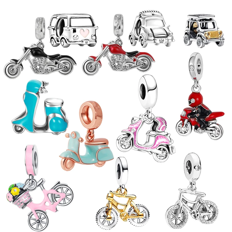 Authentic 925 Silver Car Jeep Motorcycle Bicycle Charm Beads Fit Original Pandora Bracelet DIY Making Fashion Women Jewelry Gift