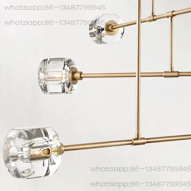 American Luxury Crystal Chandelier, Full Copper Pendant Light, Post Modern Ceiling Lamp for Living Room Dining Table Bar