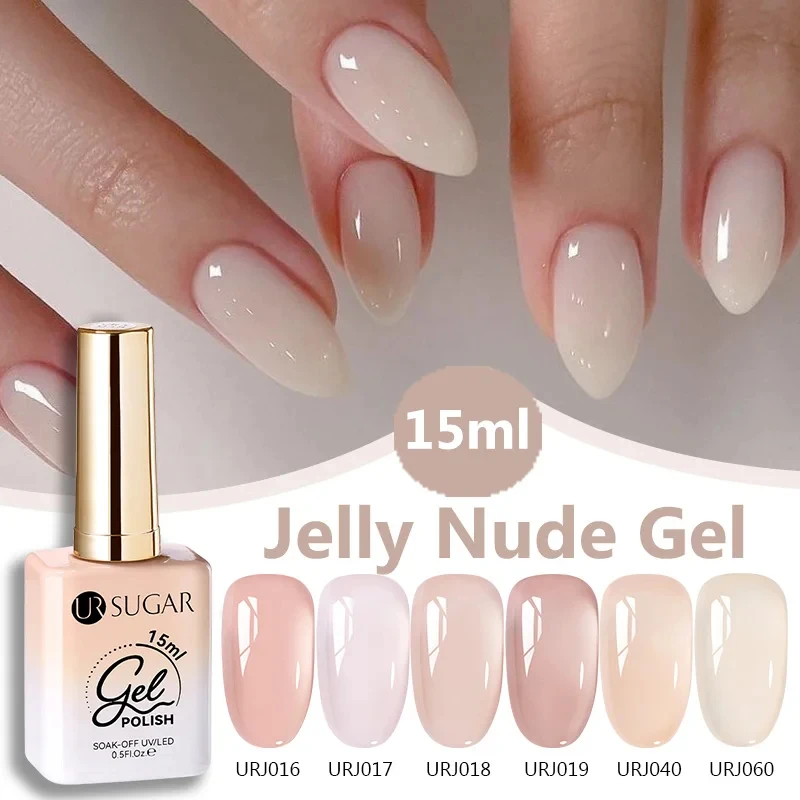 UR SUGAR 15ml Jelly Milky White Translucent Color Gel Polish Semi Permanent UV Gel Nail Art Soak Off Gel Varnish Najnowsza moda