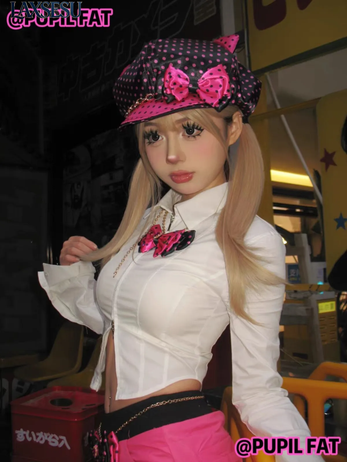 Y2k Berets Original Subculture Style Casual Beret Shibuya Millennium Girl Hats Black Pink Polka Dot Chain Hats for Women