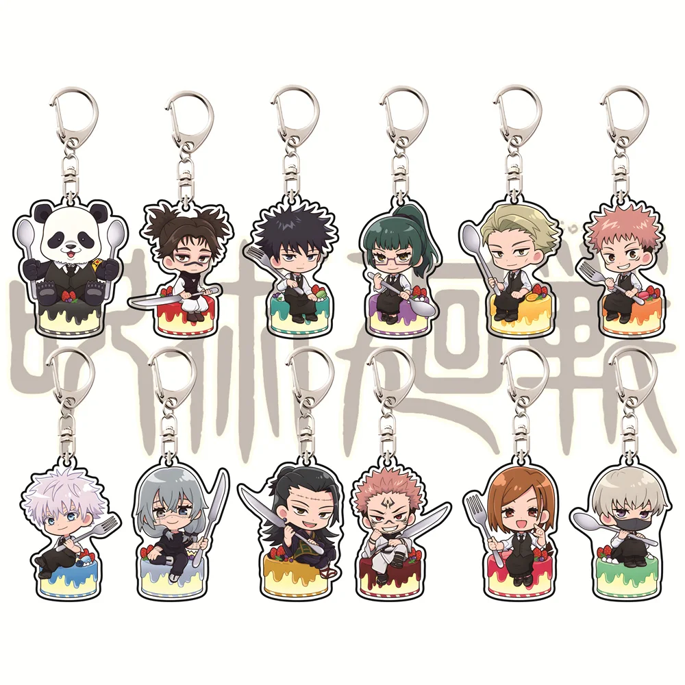 Jujutsu Kaisen Kuchen-Version 6cm Acryl-Schlüsselanhänger Anime Chibi Sammlerstück Taschenanhänger Fan-Geschenk