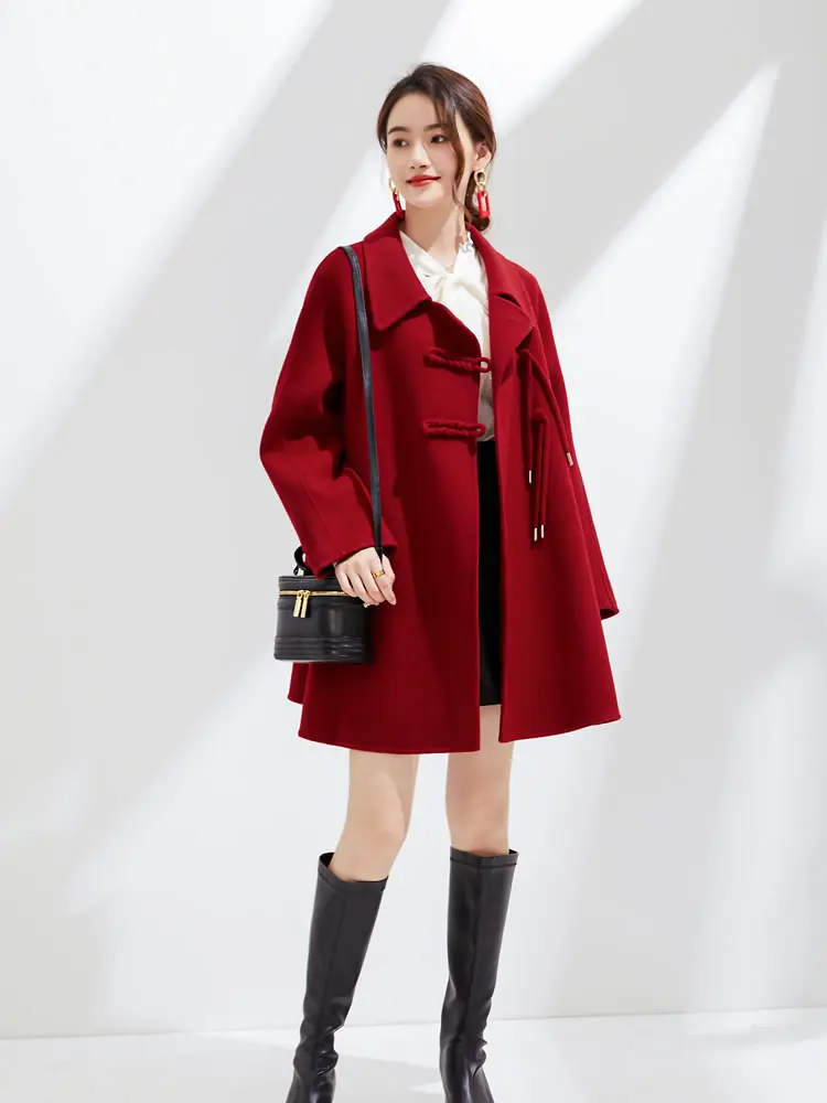 Classic Unique Elegant Women's Coat Autumn and Winter New Woolen Overcoat Chinese Style Pure Wool Women's Coat Fashion Trend