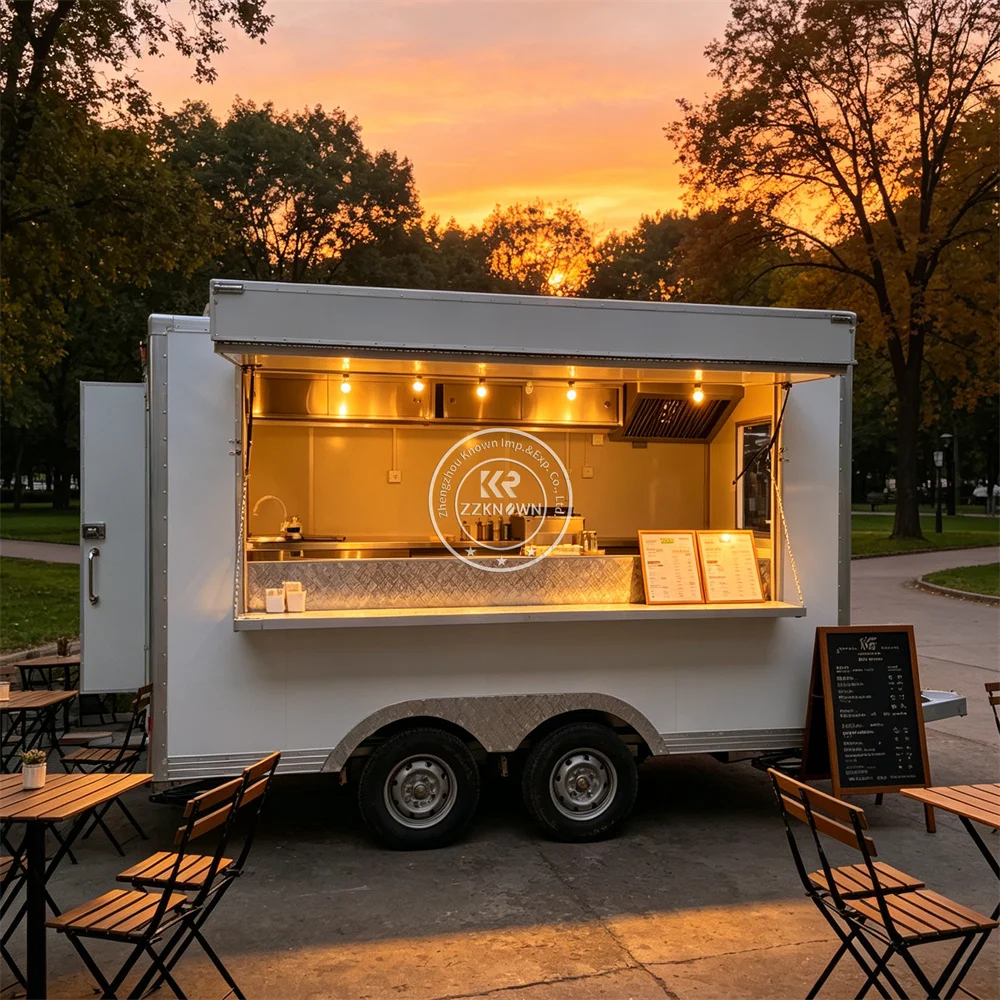 Modern Custom Coffee Ice Cream Food Truck Mobile Fast Food Van Street Kiosk Catering Pizza BBQ Food Trailer Fully Equipped