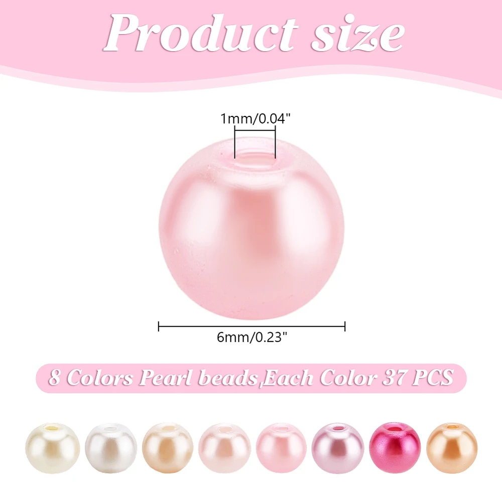 296-pecas-de-perolas-de-vidro-pintadas-perolizadas-em-8-cores-mistura-de-cores-6~7mm-furo-1mm-37-pecas-cor