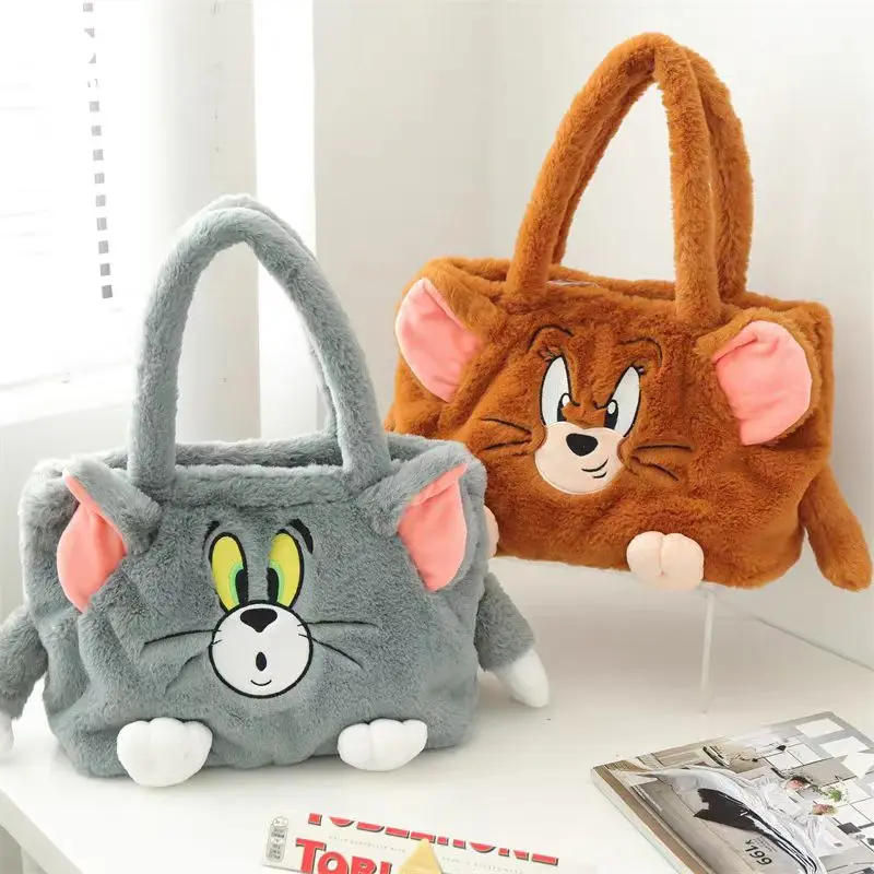 Authentic Tom and Jerry plush handbag cute cartoon student commuter handbag large capacity couple small bag