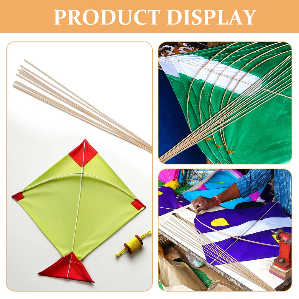 20 pçs bambu kite fazendo varas pré-cortadas leve flexível artesanato hastes projetos diy kite quadro acessórios ao ar livre