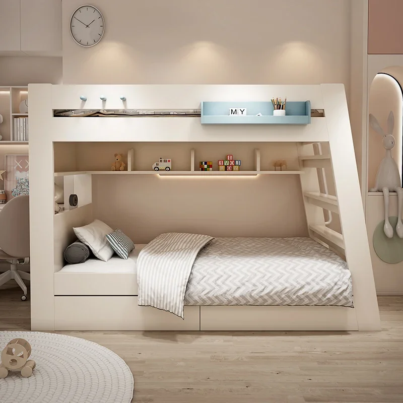 Children's bed with the same width bunk above and below, two-story small apartment type, adult upper and lower bunk wooden ,