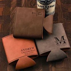 Personalized Beverage Can Leather Case Groomsman Name Gift Engraved Groomsman Can Holder Proposal Creative Gift Customization