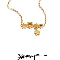 Yhpup Hypoallergenic Star Pendant Necklace for Girl's Gift 18k PVD Plated Stainless Steel Golden Chic Lovey Jewelry Accessories