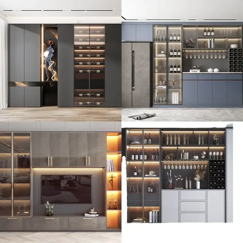 for Supply high-quality wall-mounted built-in custom OEM design different size display wine cabinets