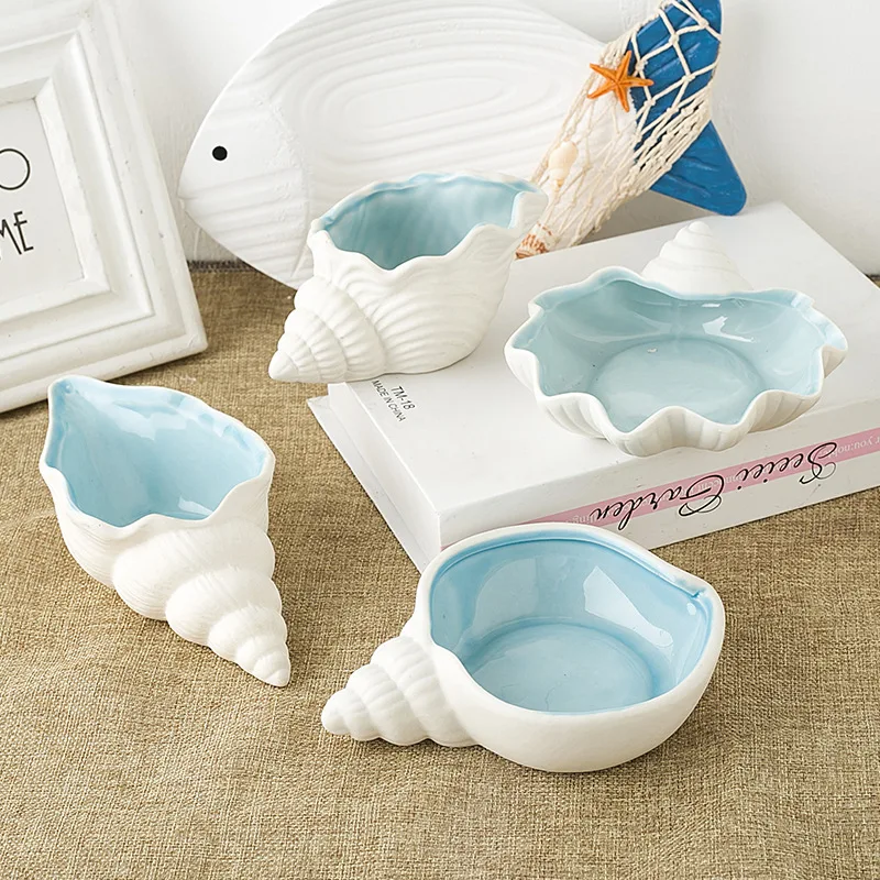 Starfish, Sea Shell And Coral Ceramic Storage Tray. Necklace, Bracelet And Ring Storage Box. Blue And White Ashtray Storage Box