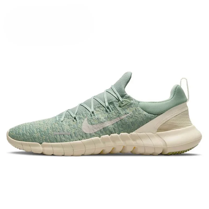 Nike Free Run 5.0 Mesh Breathable Running Shoes for Men and Women Unisex Comfortable Outdoor Sport Sneakers Green