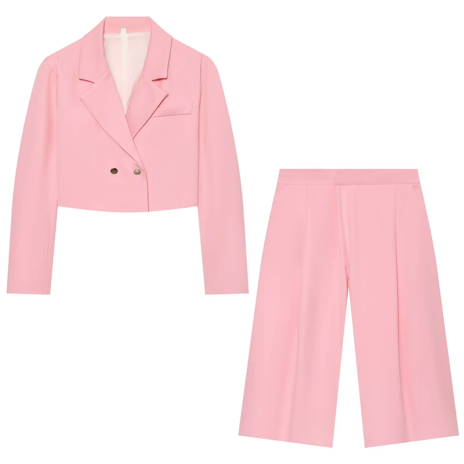 European and American style women's clothing new 2026 fashion pure ribbon shoulder pad suit jacket shorts set