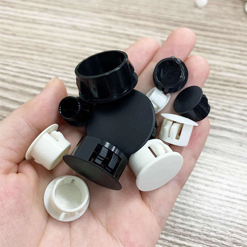 5mm-50mm Snap-on Hole Plug Round Plastic Black/Milky White Blanking End Caps Tube Pipe Inserts Plug Bung